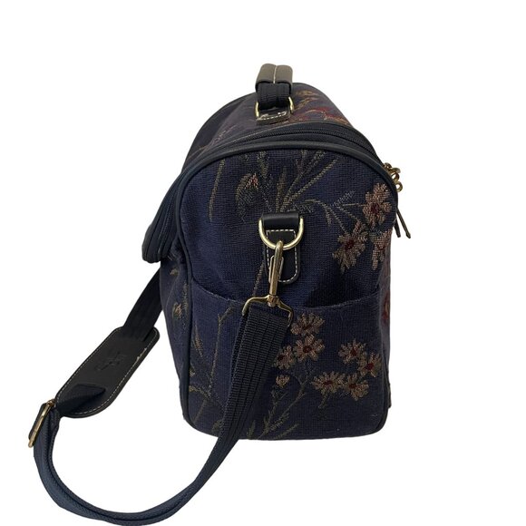 Vintage DVF Diane Von Furstenberg Floral Tapestry Case Bag Women Blue Travel - Picture 5 of 12